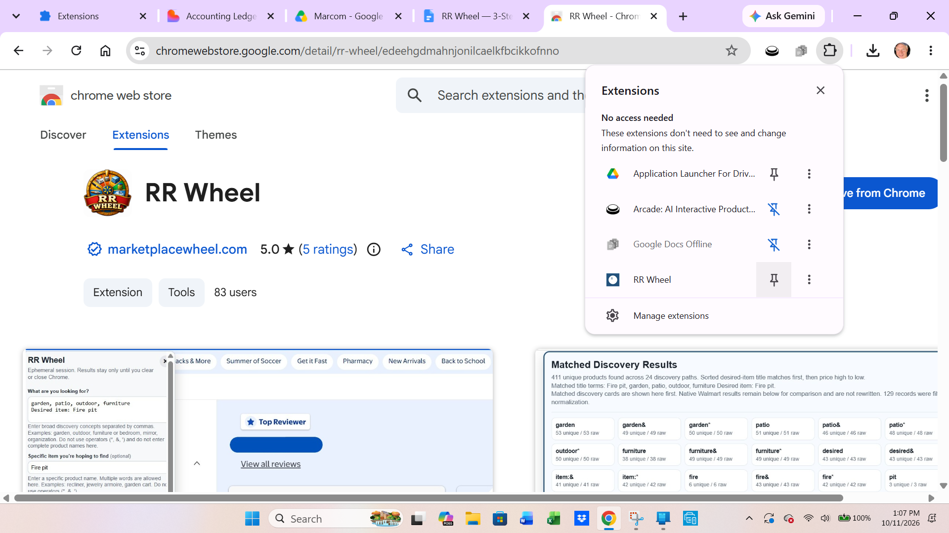 Use Chrome’s Extensions menu to pin RR Wheel.