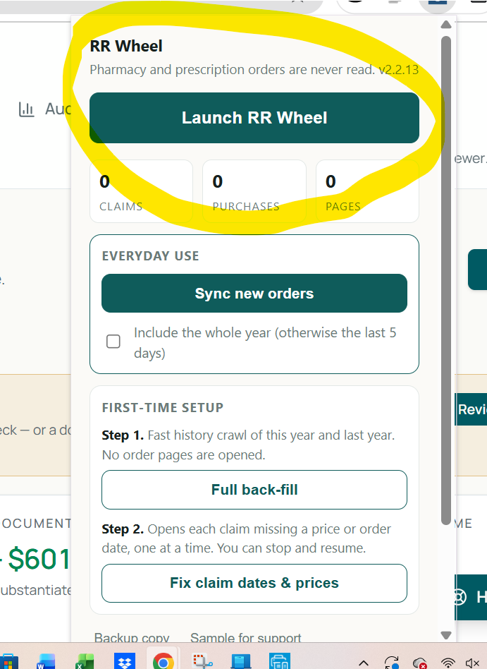 RR Wheel ledger guide screenshot 1